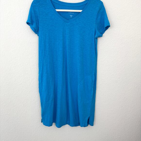 J. Jill Womens Short Sleeve Knit T Shirt Dress Size XS 100% Cotton Summer Blue - Picture 1 of 6